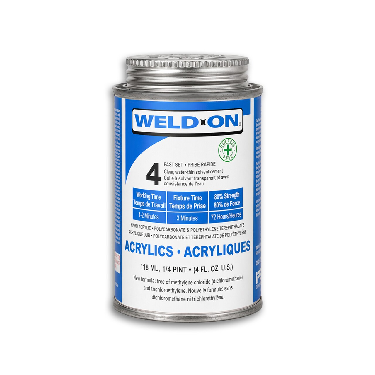 Weld-On #4 Acrylic Cement, Quart 32 fl oz, Crystal Clear Solvent Cement for Acrylic Sheets, Signs, Displays, Craft Projects, Laser Cut Acrylic, DIY Fabrication, DCM & TCE Free, Low Viscosity Fast-Wicking Formula